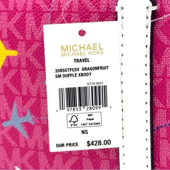 Michael Kors Small Travel Duffle Xbody Bag Dragon Fruit Multi - Picture 10 of 10